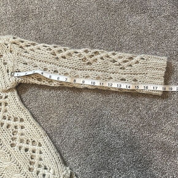 FREE PEOPLE Sweater MED Womens Open Stitch Chunky Knit Scoop Neck Wool Blend - Picture 6 of 9